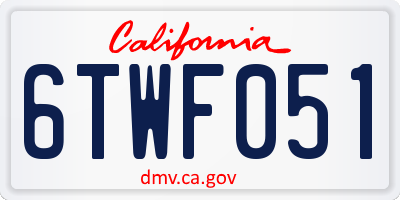 CA license plate 6TWF051