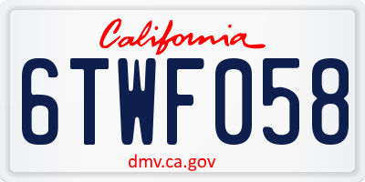 CA license plate 6TWF058