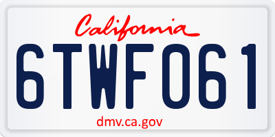 CA license plate 6TWF061