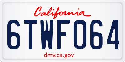 CA license plate 6TWF064