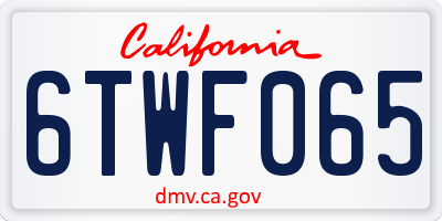 CA license plate 6TWF065