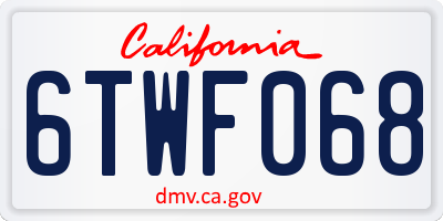 CA license plate 6TWF068