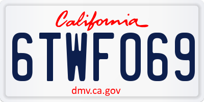 CA license plate 6TWF069