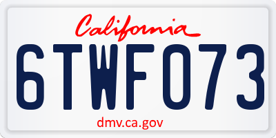 CA license plate 6TWF073