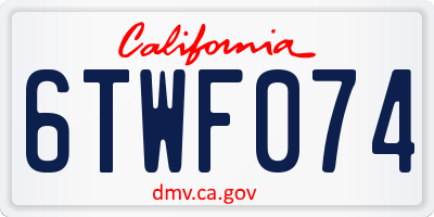 CA license plate 6TWF074