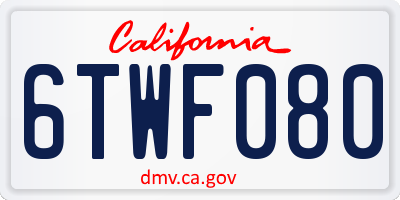 CA license plate 6TWF080