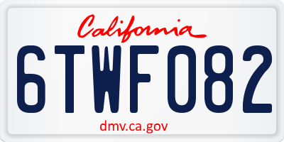 CA license plate 6TWF082
