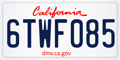 CA license plate 6TWF085