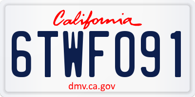 CA license plate 6TWF091