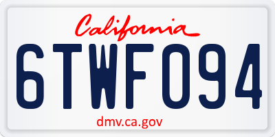 CA license plate 6TWF094