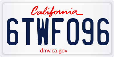 CA license plate 6TWF096