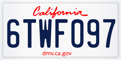 CA license plate 6TWF097