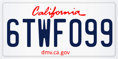 CA license plate 6TWF099