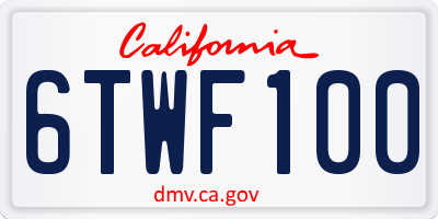 CA license plate 6TWF100