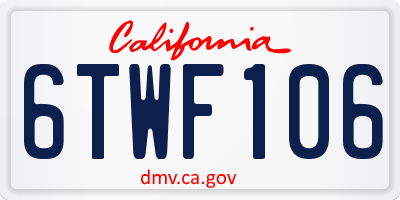 CA license plate 6TWF106