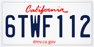 CA license plate 6TWF112