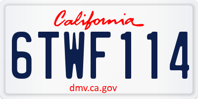 CA license plate 6TWF114