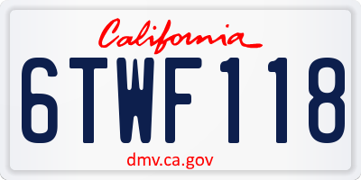 CA license plate 6TWF118