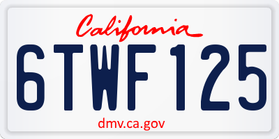 CA license plate 6TWF125