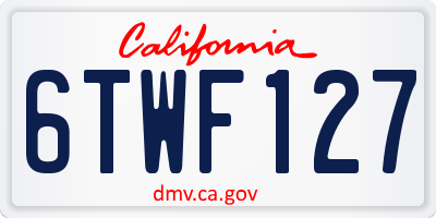 CA license plate 6TWF127