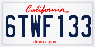 CA license plate 6TWF133