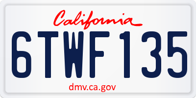 CA license plate 6TWF135