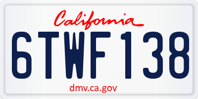 CA license plate 6TWF138
