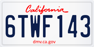 CA license plate 6TWF143