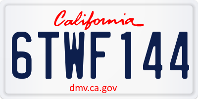 CA license plate 6TWF144