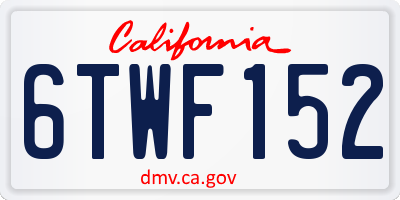 CA license plate 6TWF152