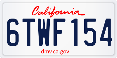 CA license plate 6TWF154