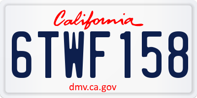 CA license plate 6TWF158