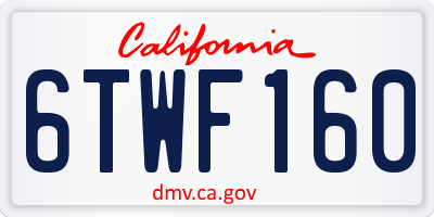 CA license plate 6TWF160