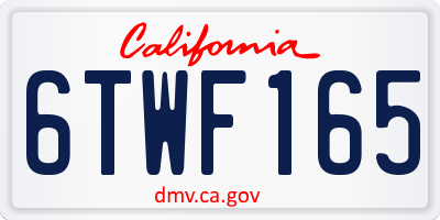 CA license plate 6TWF165