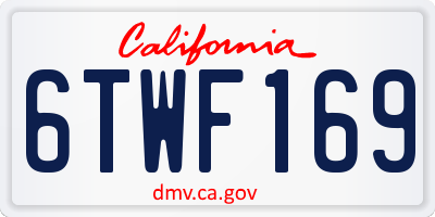 CA license plate 6TWF169