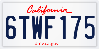 CA license plate 6TWF175