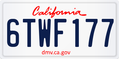CA license plate 6TWF177