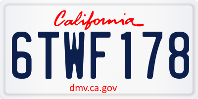 CA license plate 6TWF178
