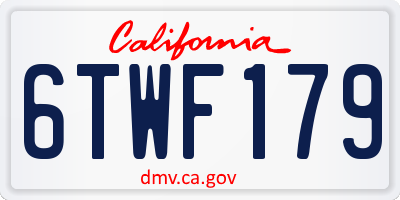CA license plate 6TWF179