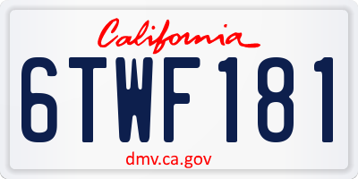 CA license plate 6TWF181