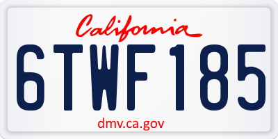 CA license plate 6TWF185