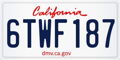 CA license plate 6TWF187