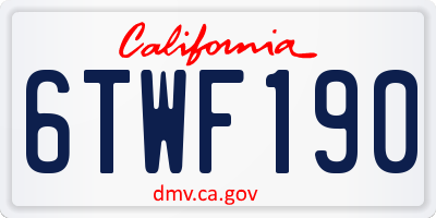 CA license plate 6TWF190