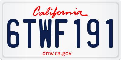 CA license plate 6TWF191