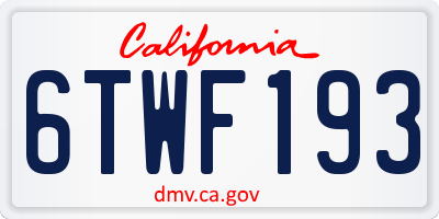 CA license plate 6TWF193