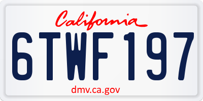 CA license plate 6TWF197
