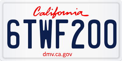 CA license plate 6TWF200