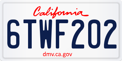 CA license plate 6TWF202