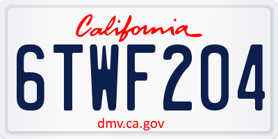 CA license plate 6TWF204