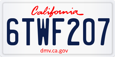 CA license plate 6TWF207